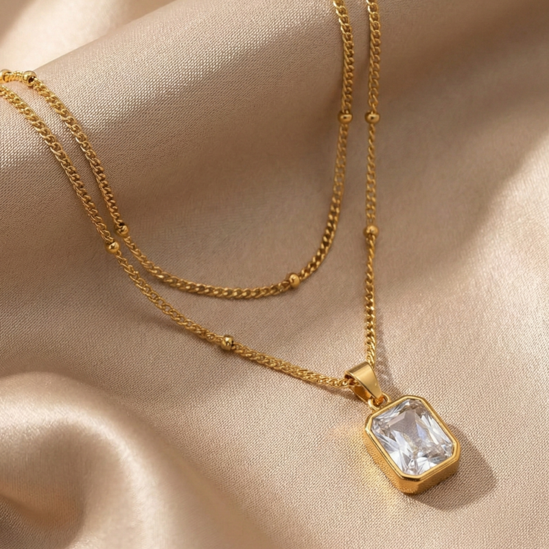 DOUBLE LAYERED DIAMOND NECKLACE