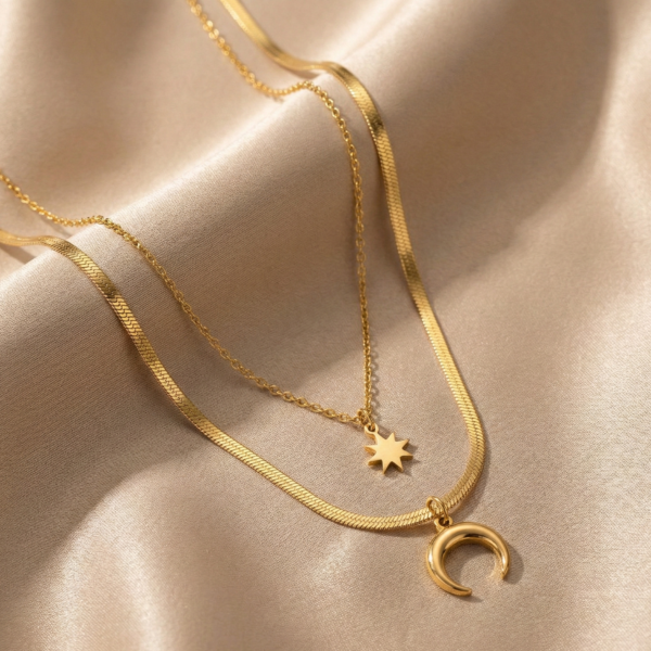 SLEEK DOUBLE PENDANT NECKLACE