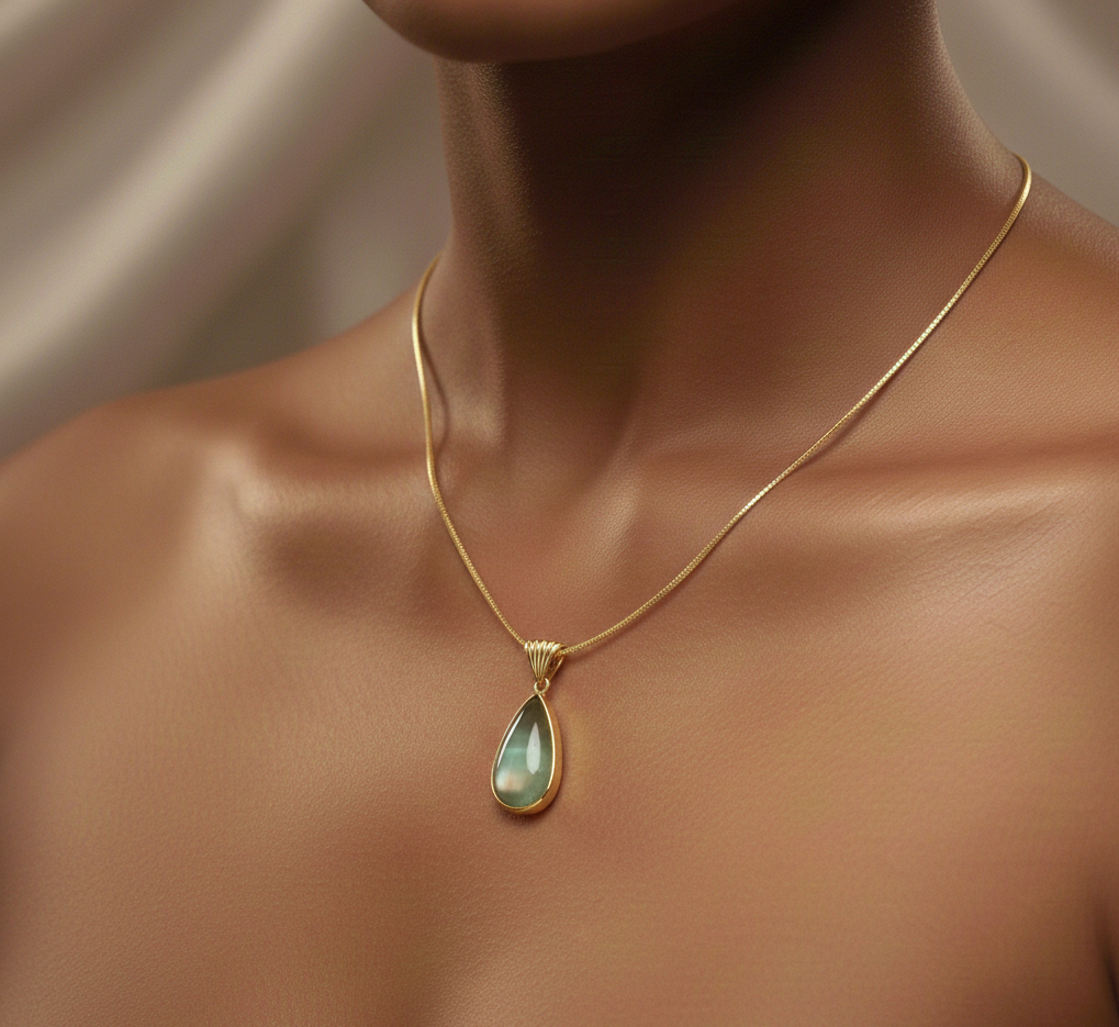 TEAL TEAR DROP PENDANT NECKLACE
