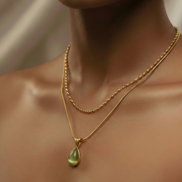 TEAL ELEGANT DOUBLE CHAIN NECKLACE