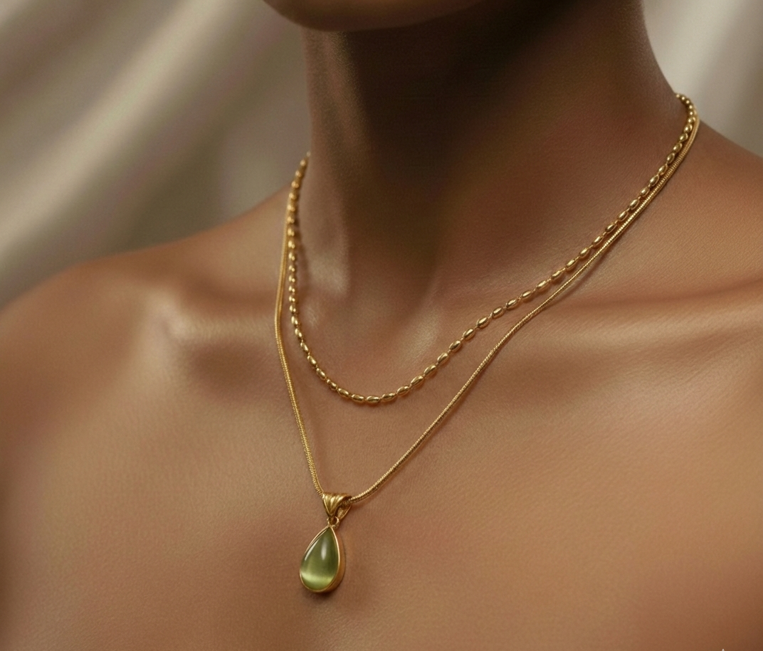 TEAL ELEGANT DOUBLE CHAIN NECKLACE