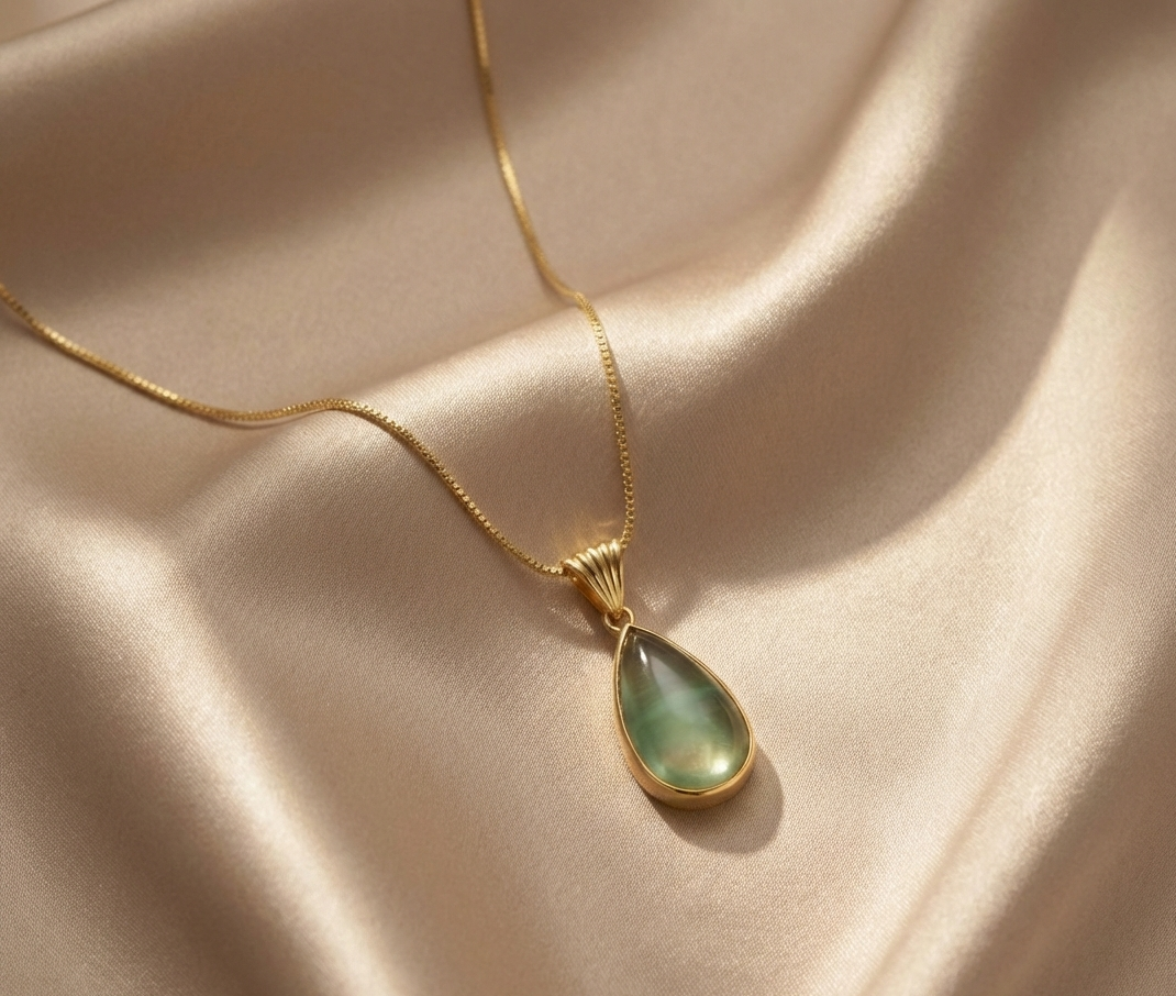TEAL TEAR DROP PENDANT NECKLACE