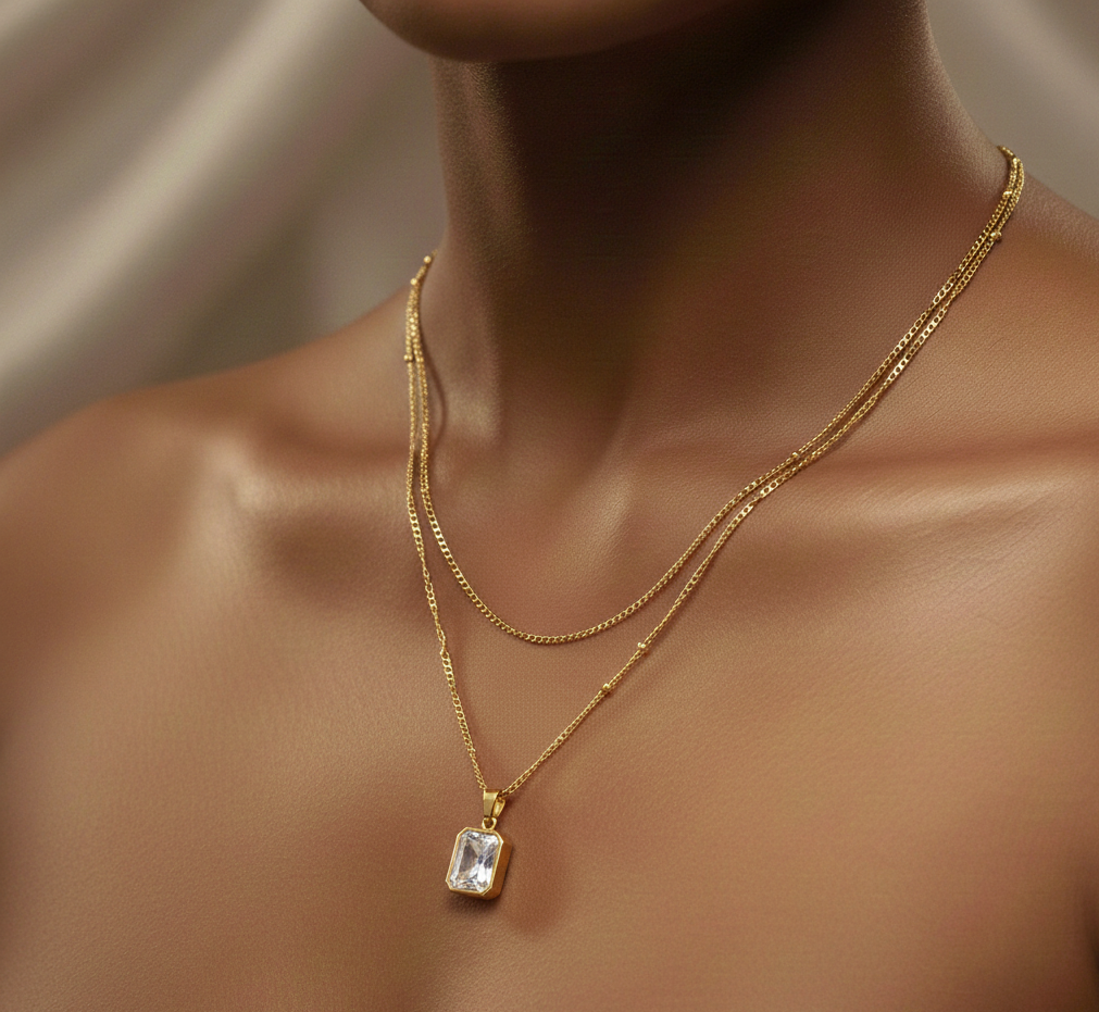 DOUBLE LAYERED DIAMOND NECKLACE