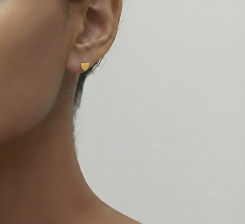 STUDDED HEART EARRING