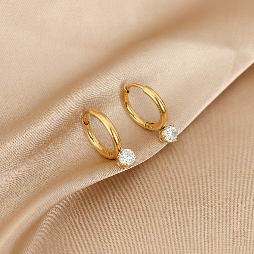 THE SOLITAIRE HUGGIE HOOPS